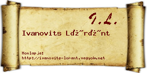 Ivanovits Lóránt névjegykártya